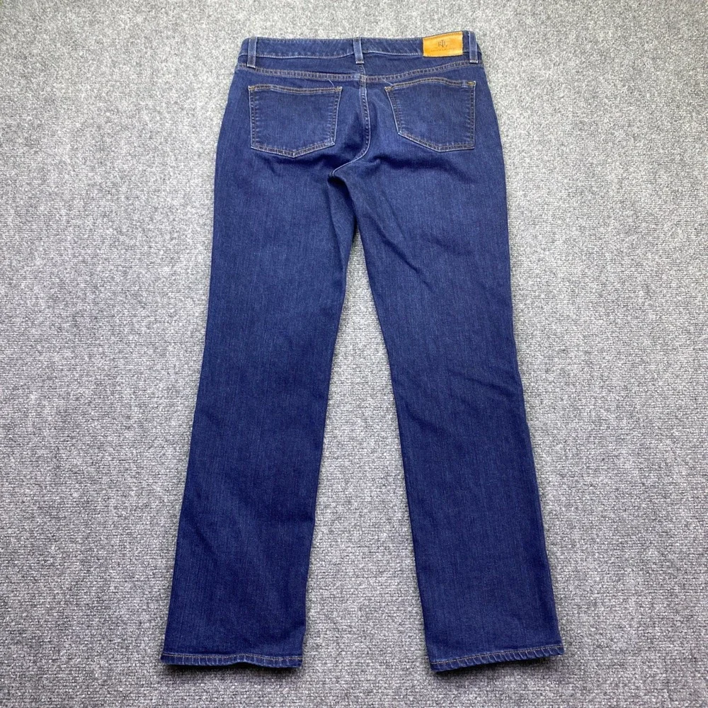 Lauren Ralph Lauren Womens Size 10 Dark Wash Straight Leg Jeans Blue Denim